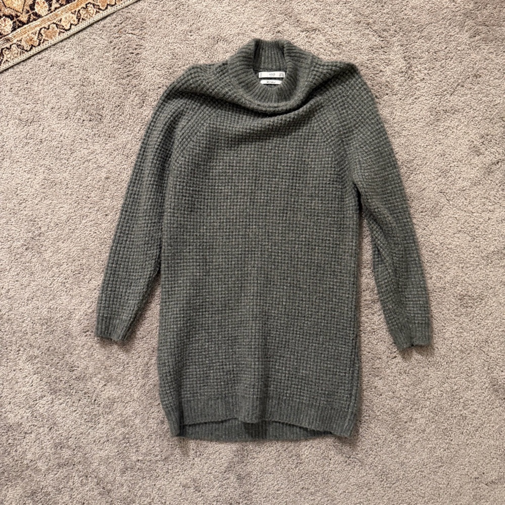 Mango Women's Gray Wool Blend Sweater Dress